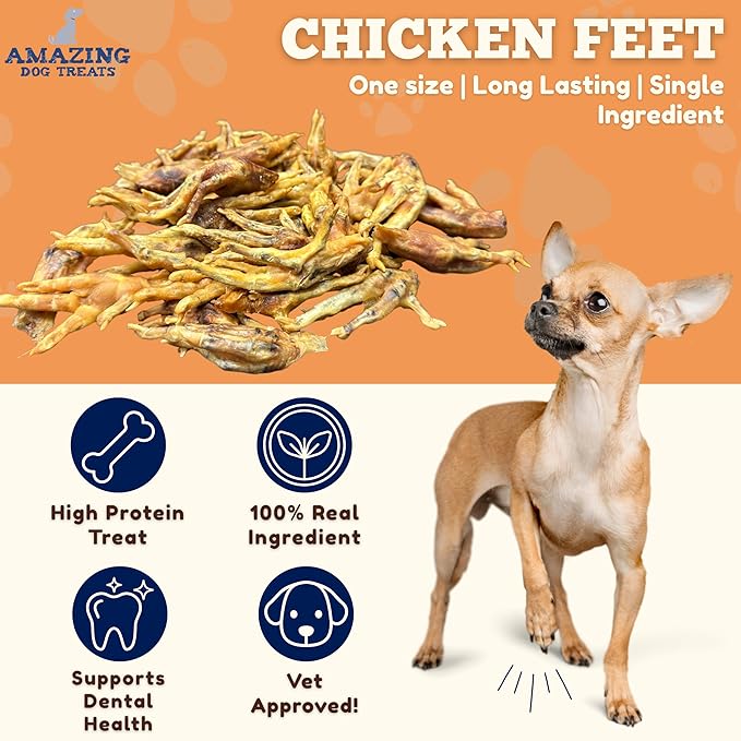 Amazing Dog Treats - Chicken Feet Dog Treats (25 Count) - All Natural Single Ingredient Chicken Feet for Dogs - Premium Quality Dog Chews