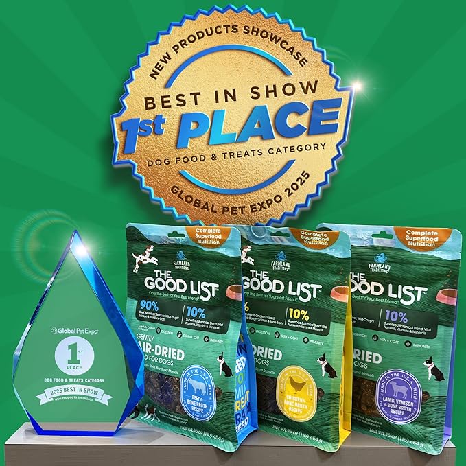 Farmland Traditions The Good List Air-Dried Dog Food, Premium Chicken & Bone Broth for Dogs, Protein Rich & Grain-Free Nutrition, 5.5 Pound Bag