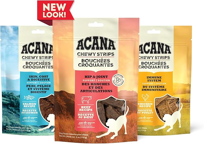 ACANA Chewy Strips Limited Ingredient Dog Treats Beef Recipe with Hip & Joint Support 4oz Bag