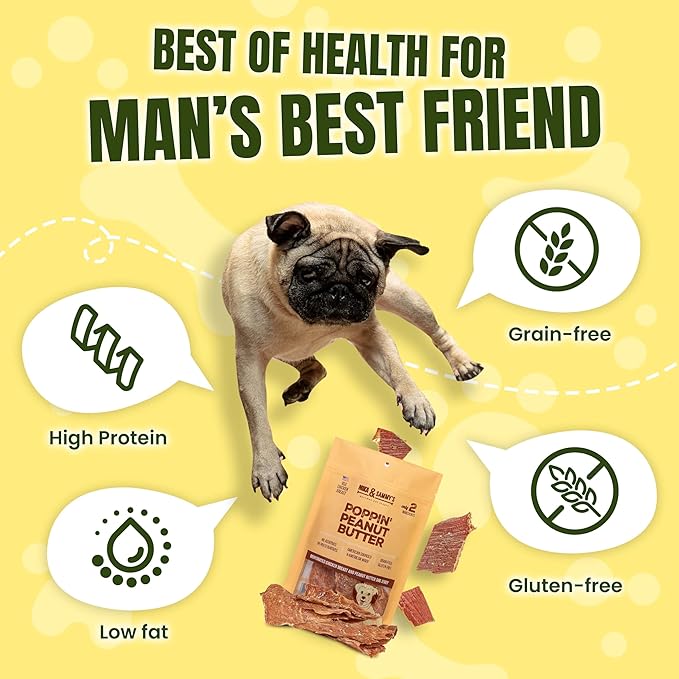 Gourmet Chicken Jerky Dog Treats -Made in USA only, Cage-Free, No Additives (Mika & Sammy's Poppin' Peanut Butter 12 oz)