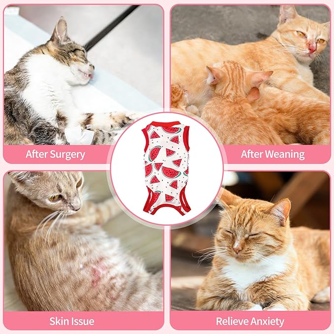 Cat Recovery Suit Cat Onesie for Cats After Surgery, Breathable Cats Surgery Recovery Suit for Female Spay & Abdominal Wounds, Kitten Surgical Onesie Body Suit Anti Licking Cone Alternative