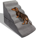 30 inch Dog Steps for Small Dogs Up to 30-36 Inch Tall, Pet Cat Dog Ramp Ladder for Doggie, Old Cats, Kitty Grey No Assembly Required