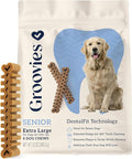 Groovies Senior XLarge Dog Dental Chews for Dogs, Patented DentalFit Technology for Plaque & Tartar Support, Flexible Texture for Easy Chewing, Chicken Flavor, USA Manufactured,50–100 lb Dogs,8 Count