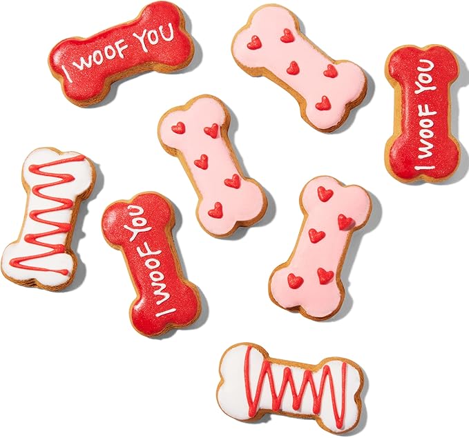 Thoughtfully Pets, Puppy Love Gourmet Dog Cookie Gift Set, Ginger Flavored Crunchy Dog Treats in Bone Shapes, Set of 8