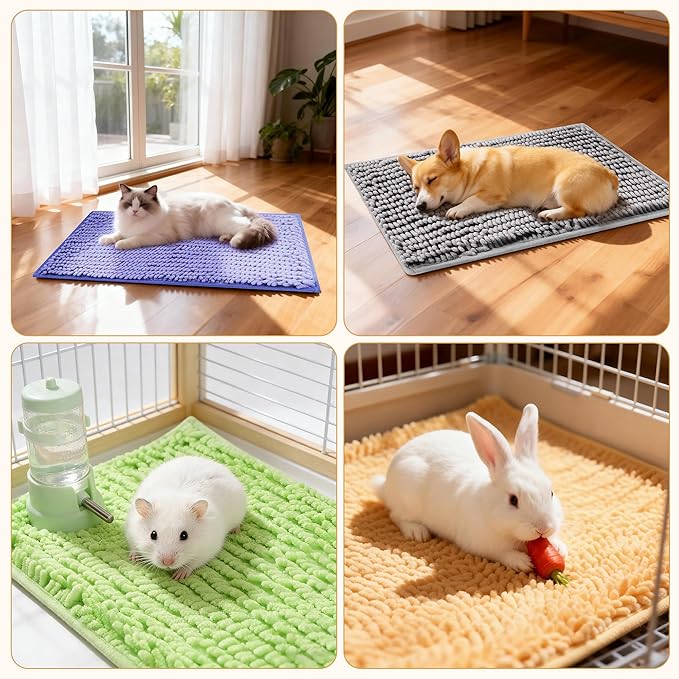 6 Pcs Guinea Pig Cage Liner, 20x12 Inch Washable Fleece Bedding Mats & Reusable Pee Pads for Rabbits and Small Animals (Multiple Colors)