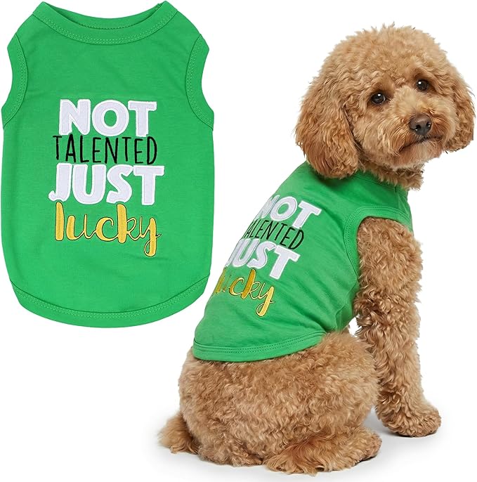 Parisian Pet Dog Shirt – 100% Cotton Green Shirts for Large Dogs – Sleeveless Puppy Vest – Lightweight and Breathable Funny Pet Apparel – St. Patrick’s Day Dog Clothes - Stretchy T Shirts for Dogs
