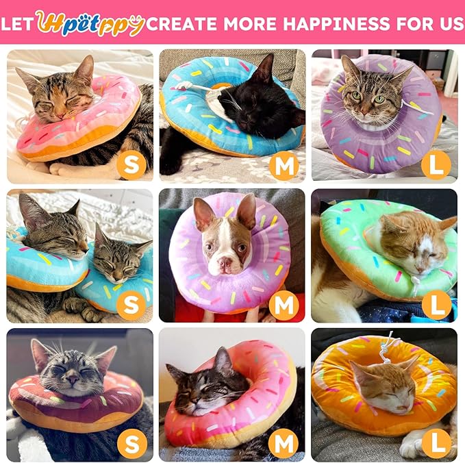 Hpetppy Cat Cone Collar Soft, Cat Recovery Collar for Wound Healing Cute Donut Adjustable Kitten Cones to Stop Licking Comfortable Lightweight Neck Elizabethan Collars for Kittens After Surgery