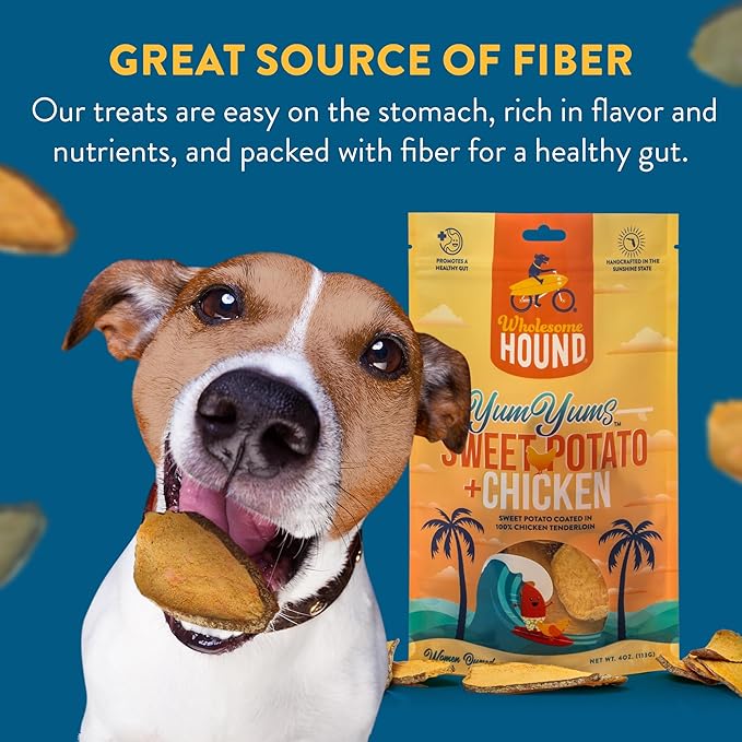Wholesome Hound- Healthy Dog Treats- Chicken Chips & Sweet Potato, 2 Simple Ingredient Recipe, Lean 100% All Natural Dog Training Treats for Small Medium Large Breeds & Puppies, Made in US- 4oz