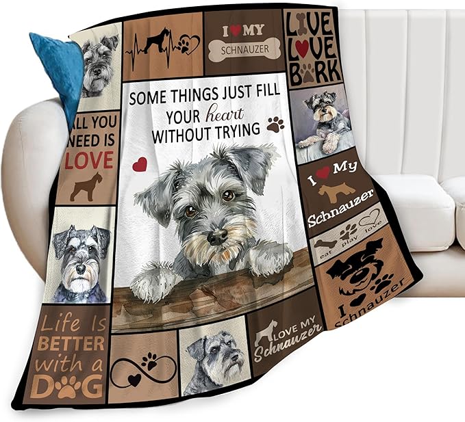 banonaty Schnauzer Blanket Dog Throw Blanket Cozy Fleece Flannel Plush Bedding Schnauzer Gifts for Women Men Boys Girls Adult for Couch Sofa Bed Decor 50"X60"