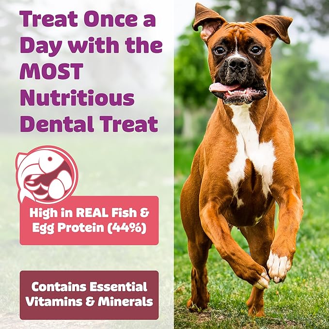 Yummy Combs Dog Dental Treats – Fish & Egg Protein – Vet VOHC Approved, Removes Tartar – A Daily Teeth Cleaning Treat for Extra Large Dogs (15 Count)