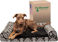 FurHaven Supportive Memory Foam Sofa Dog Bed with Washable & Removable Cover - Plush/Woven - Black Medallion, Dogs Up to 55 lbs - Large