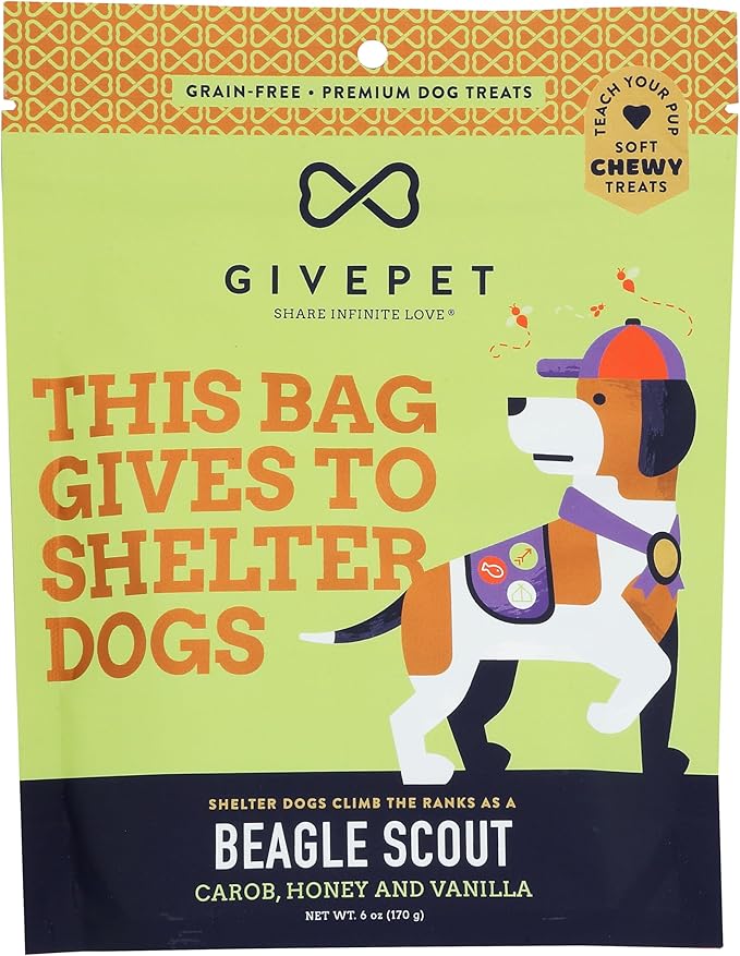 GivePet Beagle Scout Carob,Honey and Vanilla Soft Chewy Treats 6oz