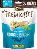 Merrick Fresh Kisses Natural Dental Chews Toothbrush Treat Shape Infused With Real Mint For Tiny Dogs 5-15 Lbs - 33 ct. Bag