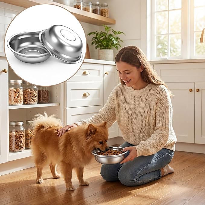 30 Pcs Stainless Steel Cat Bowls Bulk, 6.1 Inch Metal Basic Cat Bowl Whisker Friendly Thickened Replacement Elevated Food Water Bowls for Small Medium Large Dogs, Cats