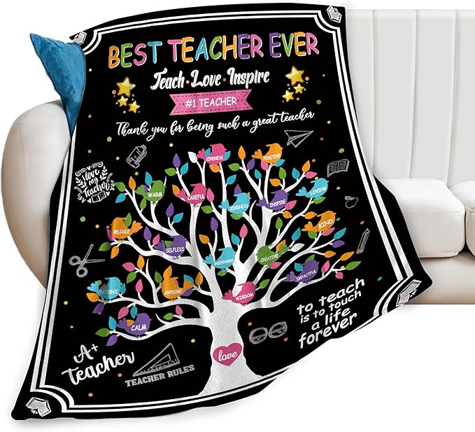 banonaty Best Teacher Blanket Teacher Throw Blankets Cozy Fleece Flannel Blanket Teacher Appreciation Gifts for Women Men Girls Adult for Couch Sofa Bed Decor 50"X60"