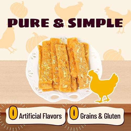 14.99oz Pumpkin & Chicken Jerky Dog Treats - Grain Free Dog Snacks - All Natural Chewy Dog Treats Digestive Health Training Treats for All Dog