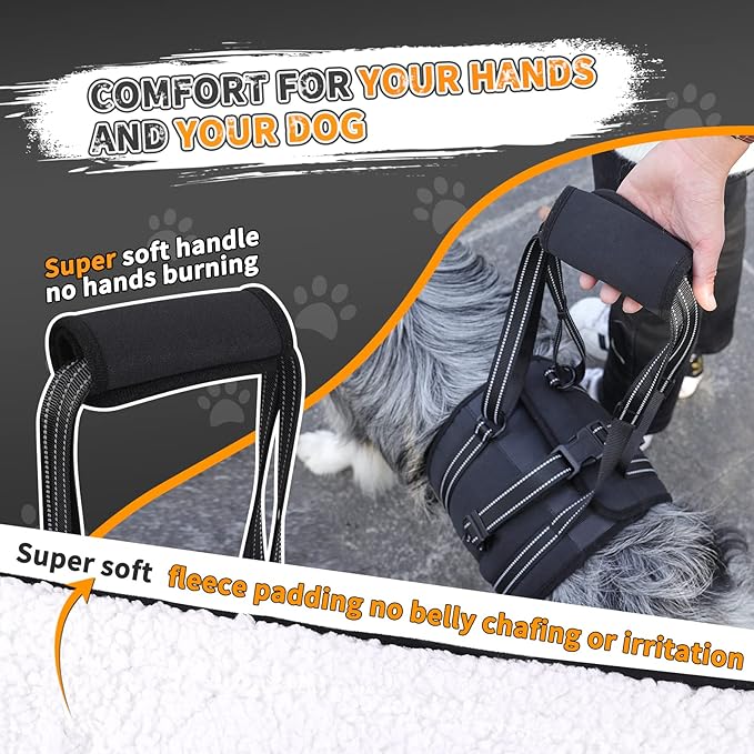 voopet Portable Dog Lift Harness for Back Legs, Upgrade Dog Sling Comfortably Supports Back Legs, Hip Support Harness to Help Lift Rear for Canine Aid Cruciate Ligament Rehabilitation Medium