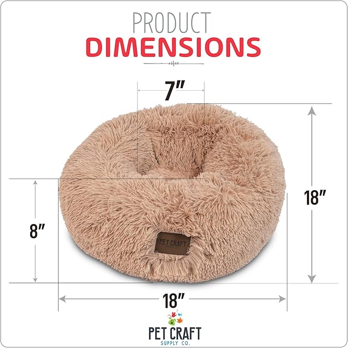 Pet Craft Supply Ultra Plush Calming Anti-Anxiety Pet Bed - Includes Super Soft Comfort Blanket - Great Medium Dog Bed Small Dog and Cat Bed;Cream