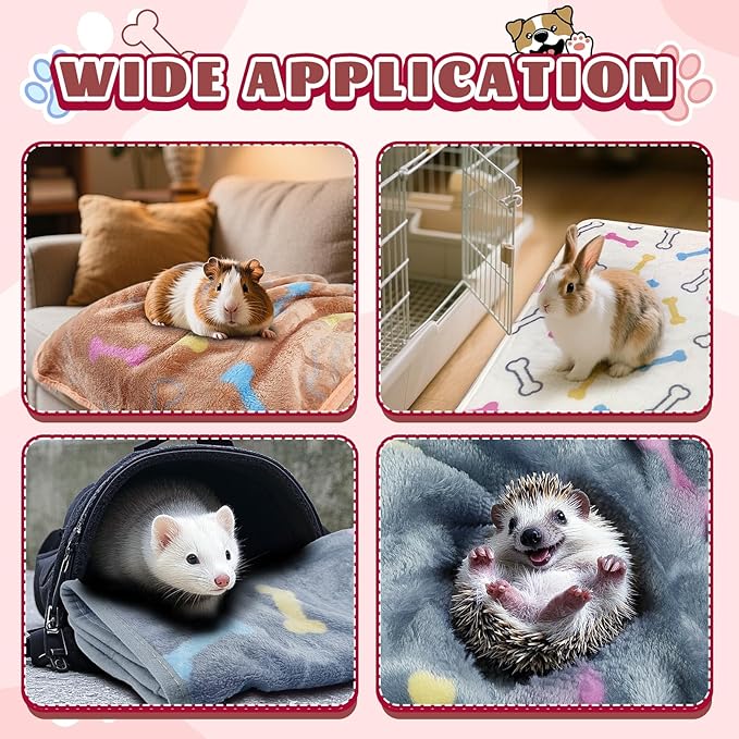 YedsIntu 6 Pcs Washable Guinea Pig Blankets Absorbent Small Animal Fleece Bedding Cage Liners Reusable Pet Pee Pad Sleep Mat Pad Cover for Hamster Ferret Rabbit Chinchilla Hedgehog (Grey, 16" x 24")