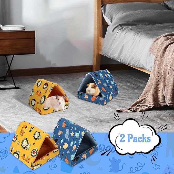 YUEPET 2 Pack Guinea Pig Bed - Washable Guinea Pig Hideout and House Small Animal Hideout Cage Accessories for Guinea Pigs Chinchillas Dwarf Rabbits Hamsters Hedgehogs