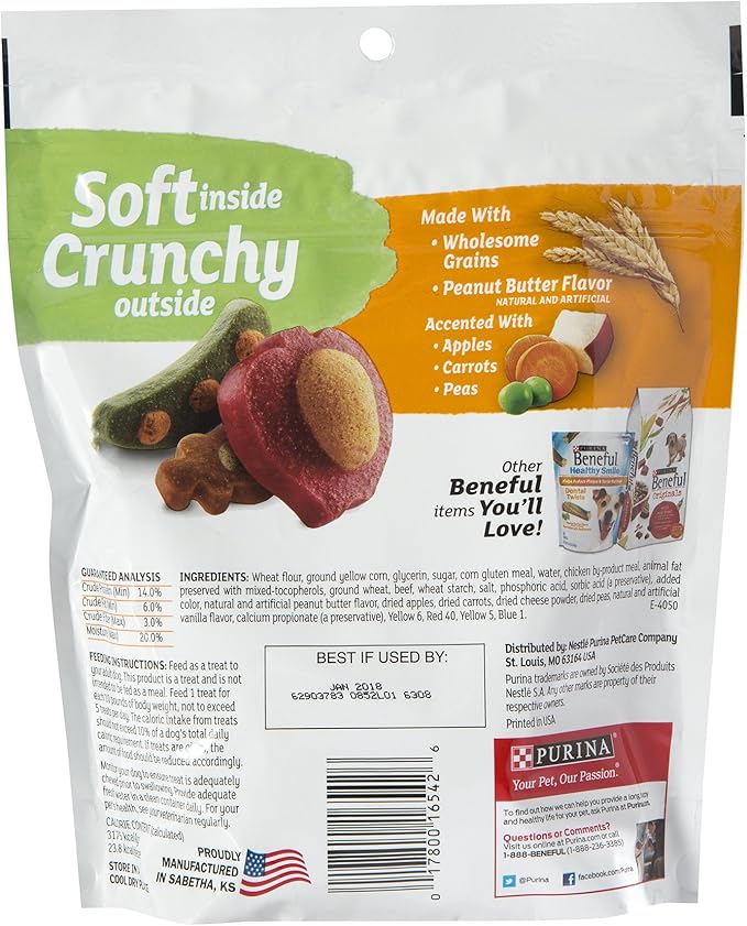 Purina Beneful Baked Delights Dog Snacks - Snackers - Peanut Butter & Cheese Flavors - Net Wt. 9.5 OZ (269 g) Each - Pack of 2