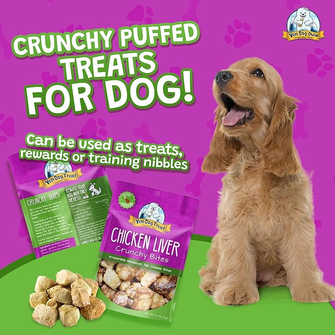 Yeti Chicken Liver Crunchy Bites Yak Cheese Dog Treats, 4 Oz