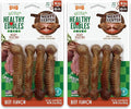 Nylabone Healthy Edibles Natural Dog Chews Long Lasting Chew Treats for Dogs, Roast Beef Flavor, X-Small/Petite (4 Count) (Pack of 2)