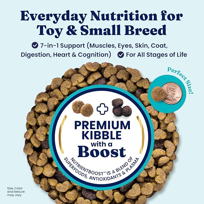 Solid Gold Toy & Small Breed Dog Food Dry Small Bites – Bison Healthy Whole Grain Dogfood – High Fiber Healthy Dog Kibble w/Probiotics for Gut Health – NutrientBoost™ – 3.75 lb