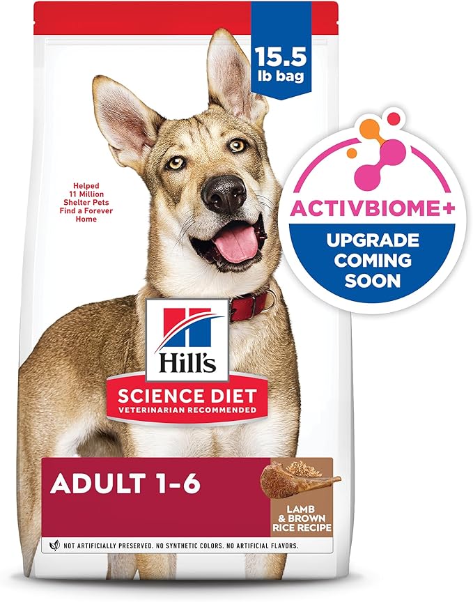 Hill's Science Diet Adult 1-6 Premium Nutrition Dry Dog Food, Lamb & Brown Rice, 15.5 lb. Bag