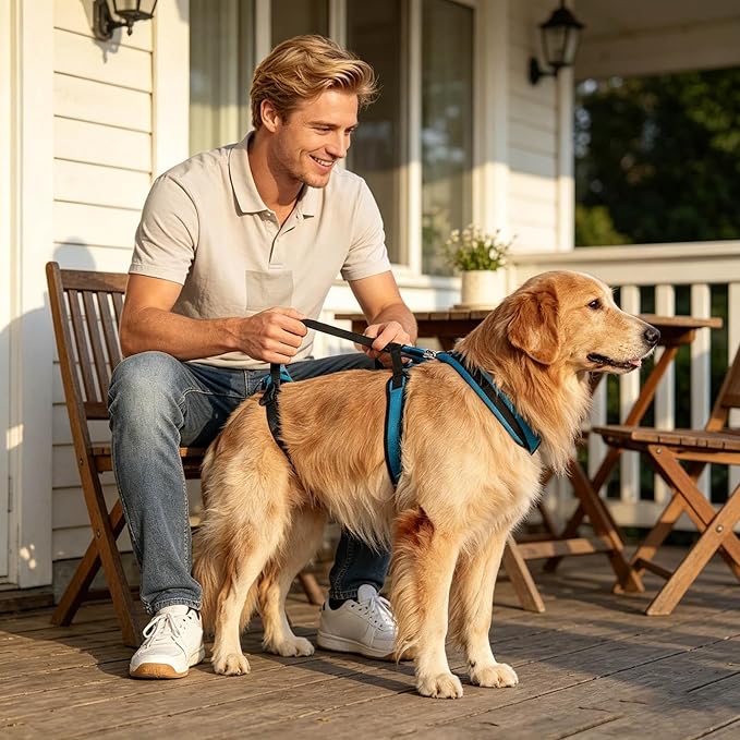Mobility Harness, Dog Full Body Harness, 2-in-1 Full Body Support Aid & Sling with Adjustable Straps, Breathable Mesh Machine Washable for Senior Disabled Dogs (Blue-L)