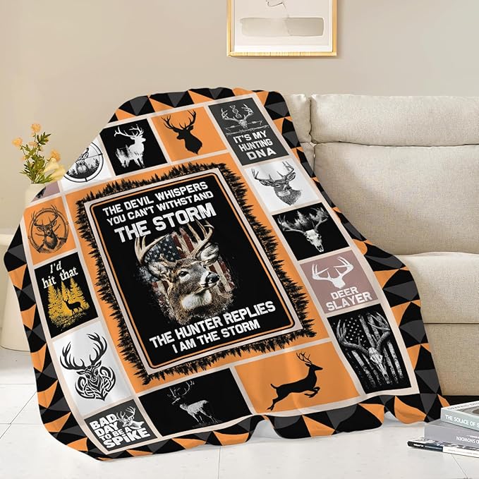 Deer Throw Blanket Hunting Deer Elk Stuff Gifts for Kids Girls Boys Adults Women Men Soft Cozy Warm Plush Fluffy Fuzzy Fleece Blanket Decor 40''X50''