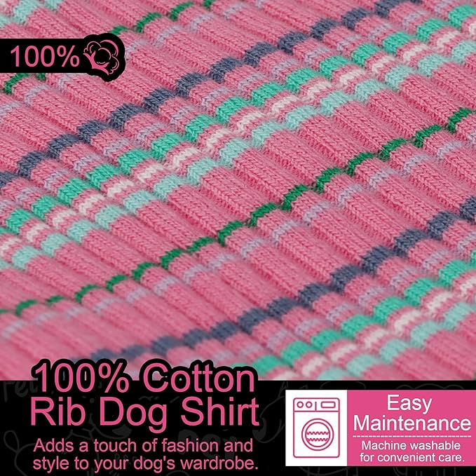 Elevate Your Pet's Comfort and Fashion: Premium 100% Cotton Rib Dog Shirt Vest for Small Breeds Like Chihuahuas, Yorkies, and Puppies .Year-Round Style with Tank-Style Puppy Attire Pink XX-Small