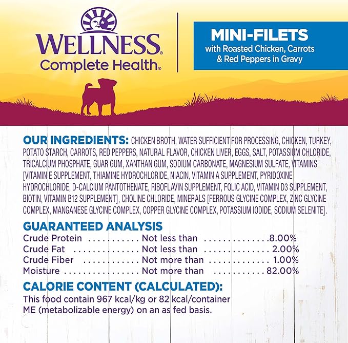 Wellness Petite Entrées Mini-Filets with Roasted Chicken, Carrots & Red Peppers in Gravy, 3-Ounce Cup (Pack of 12)