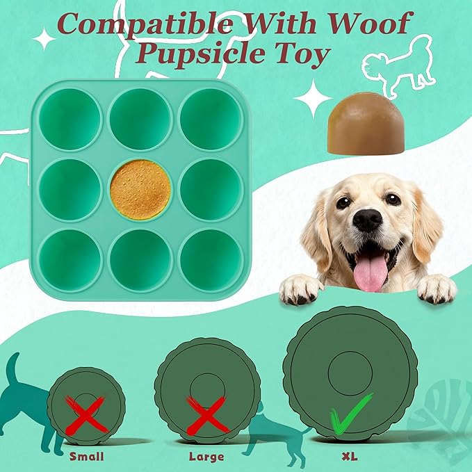 9 Cavities Silicone Dog Treat Mold with Lid for Woof Pupsicle & Power Chewer Pupsicle,Frozen Dog Silicone Molds for Making Refill Treats 75 lbs & Up (Extra Large with Lid)