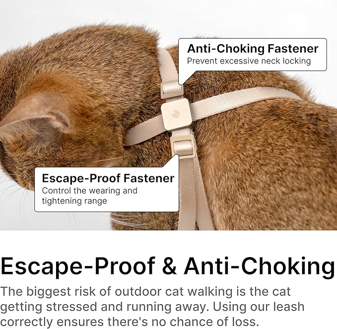 Cat Harness Escape-Proof Anti-Choking Adjustable Nylon Harness Lightweight with Anodized Aluminum Buckle, Ideal for Cats Outdoor Walking and Training, IDA Award (Blurple, L (21.7"))