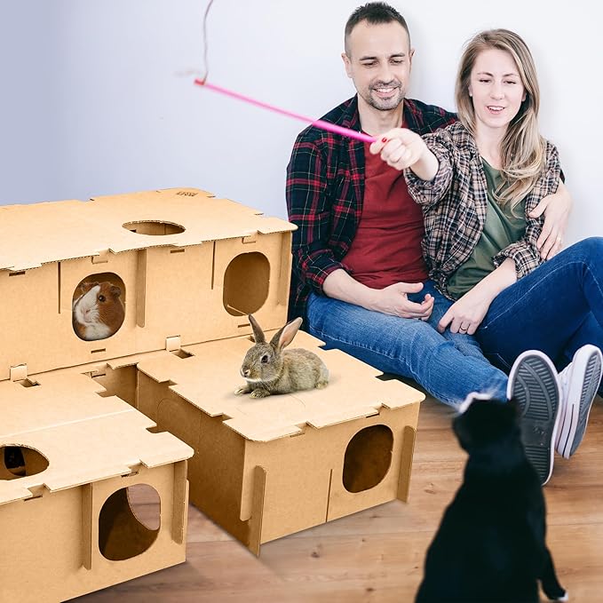 BINKYBUNNY Maze Haven - Rabbit Houses, Bunny Toys, Guinea Pig Castle, Chinchilla Playhouse