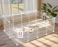 VISCOO 12 Panels Small Animal Playpen,Pet Playpen,C&C Cage for Guinea Pigs,Puppy Play Pen,Bunny Playpen Indoor Outdoor, Portable Metal Wire Yard Fence(White)
