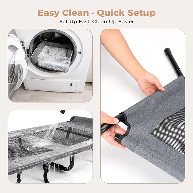 Lekereise Elevated Cooling Dog Bed for Medium Dogs, Portable Indoor & Outdoor Raised Pet Dog Cat Cot, Durable Summer Frame with Breathable Mesh