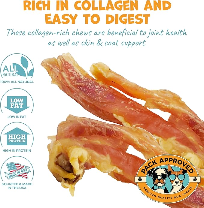 Beef Tendons for Dogs - Single Ingredient Dog Treats & Chews for Small Dogs and Medium Breeds - Dog Chew Sticks - 4-6" (12ct)
