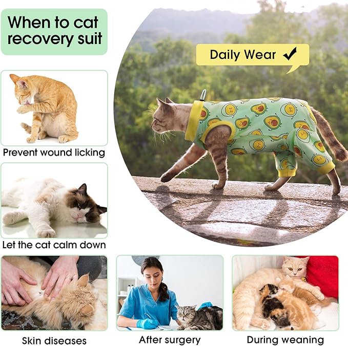 Cat Recovery Suit with Hind Legs, Breathable Onesie After Surgery Female for Abdominal Wounds or Skin Diseases, Anti-Licking Full Body Pet Surgical Pajamas, E-Collar Alternative Wear
