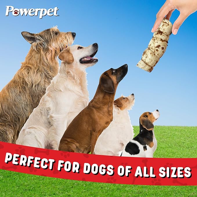 Powerpet Treats Bully Beef Cheek Rolls for Dogs - 100% Natural & Highly Digestible - High Protein, Low Fat - No Rawhide - Soft & Thick Chew Treat - Good Dental Hygiene - Bully Sprinkled Flavor - 1pc