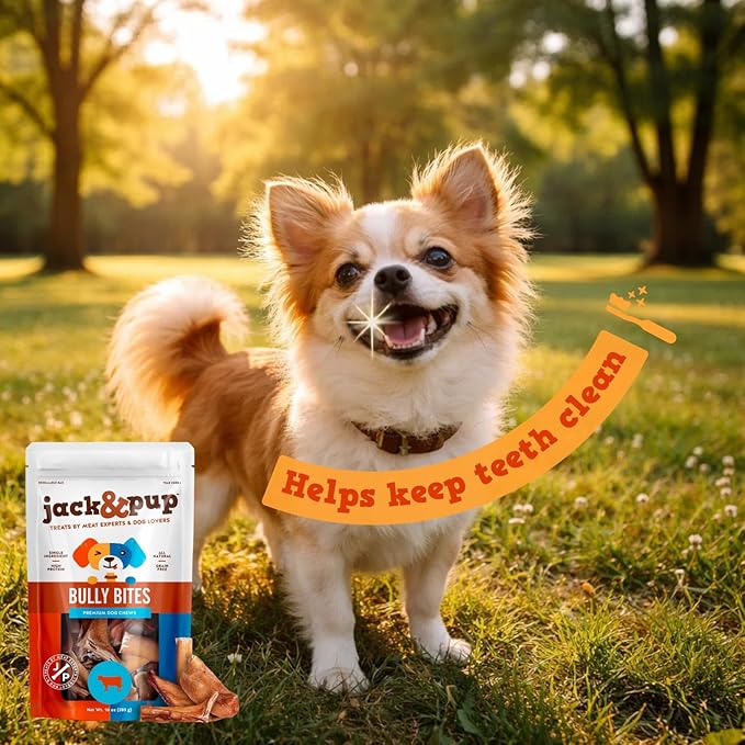 Jack&Pup Bully Bites (2 lb. Bag), Small Bully Sticks for Small Dogs, 1-3 Inch Chews for Puppies, Seniors and Smaller Dogs