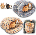 Wenqik 2 Pcs Guinea Pig Hideouts Guinea Pig Bed Washable Bunny Bedding Cuddle Warm Small Pet Sack Supplies Portable Pet Carrier Cage Nest Accessories for Cage(Blue, Khaki,Star)