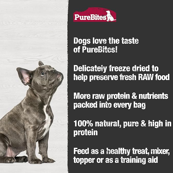 PureBites Chicken Heart Freeze Dried Dog Treats, 1 Ingredient, Made in USA, 3oz