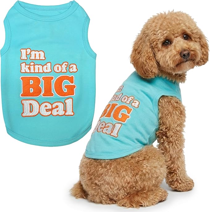 Parisian Pet Dog Shirt – 100% Cotton Shirts for Large Dogs – Sleeveless Big Deal Pet Vest – Lightweight and Breathable Dogs Apparel – Cute Summer Dog Clothes - Stretchy T Shirts for Pets