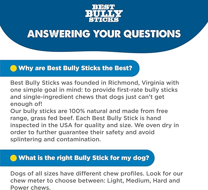 Best Bully Sticks 6 Inch Jumbo Bully Sticks - 25 Count (Pack of 1) - Natural Grass-Fed Beef, Single Ingredient, Grain and Rawhide Free, Ideal for Large Canines