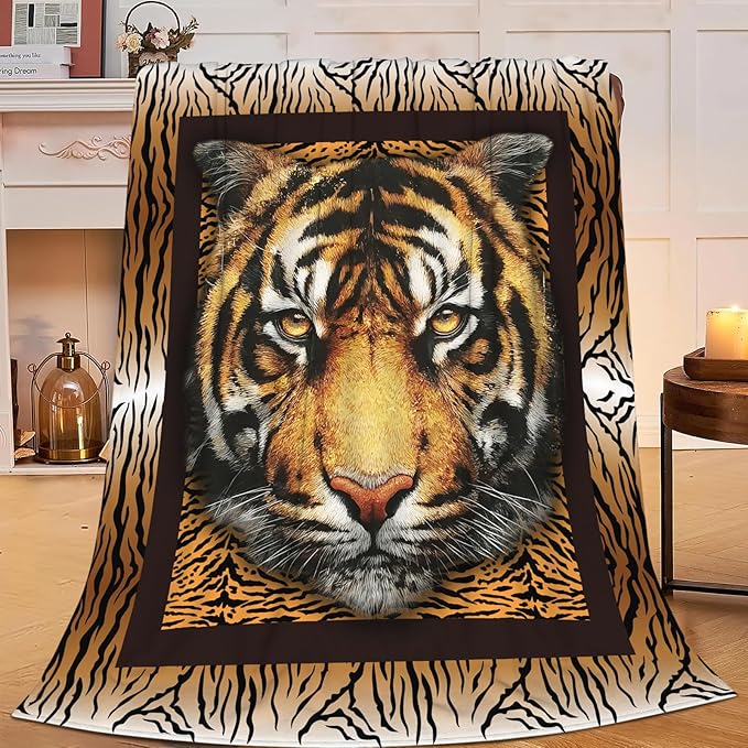 Tiger Throw Blanket Tiger Stuff Gifts for Kids Girls Boys Adults Women Men Soft Cozy Warm Plush Fluffy Fuzzy Fleece Blanket Decor 60''X80''