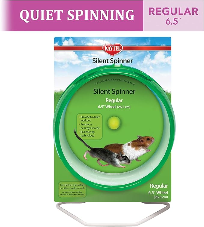 Kaytee Silent Spinner Wheel For Pet Hamsters and Gerbils, Regular 6.5 Inch