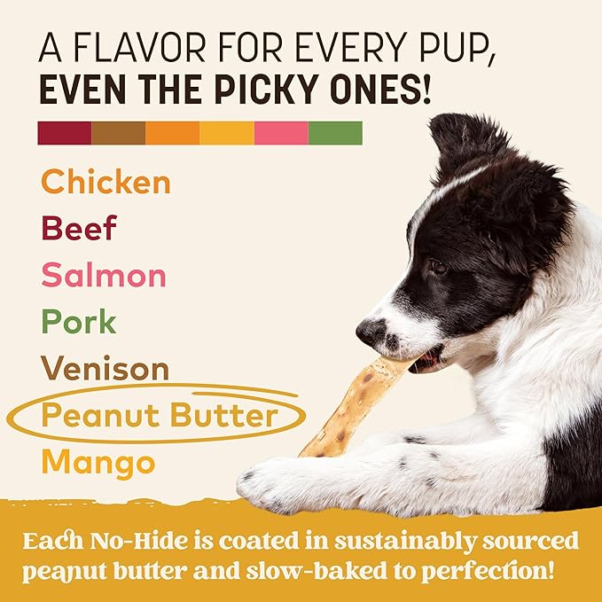 Earth Animal No Hide Strips - Natural Rawhide Free Dog Chew Strips, Peanut Butter - 10 Count Value Pack