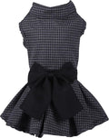 Pet Dresses for Small Dogs Cats Girl, Cute Princess Bowknot Dress Puppy Shirt All Weather Skirt Clothes Cat Apparel for Birthday Wedding Party Holiday (Grey&Black, X-Small)